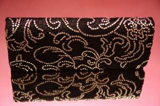 Клатч черный текстиль украшен стразами серебренными на любой случай выпускной бал вечеринку юбилей