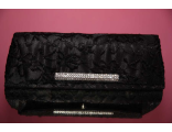 Клатч женский вечерний черный текстиль вышивка гипюр украшен стразами серебреный купить магазин фото