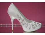 Свадебные вечерние туфли белые на скрытой платформе высокий каблук украшены стразами серебро купить