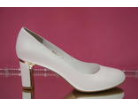 Свадебные вечерние туфли кожаные классические белые широкий каблук купить магазин интернет Москва