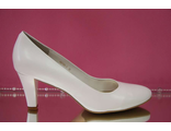 Свадебные туфли белые кожаные классика широкий маленький каблук купить магазин салон интернет Москва