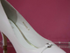 Свадебные туфли кожа белые маленький каблук украшены стразами серебро купить Москва магазин интернет
