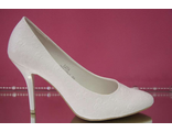 Свадебные туфли белые средний каблук шпилька выбитая кожа розочки купить маназин салон Москва фото