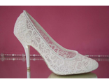 Свадебные туфли кружева белые средний каблук стразы серебро купить интернет магазин салон недорого