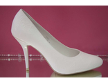 Свадебные туфли белые средний каблук выбитая кожа № 761-05=92